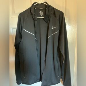 Nike Mens Dri-Fit Running Jacket. Sz L. Black with reflective accents.
